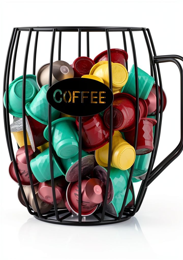 Coffee pod holder placed on a modern kitchen counter