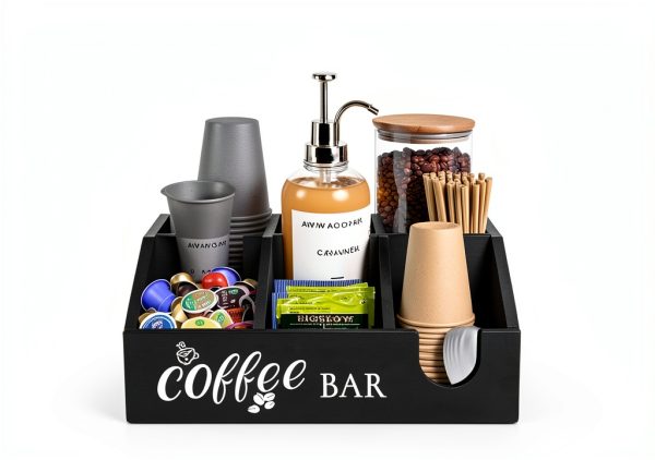 Uipame Coffee Bar Organizer Wood Finish-3