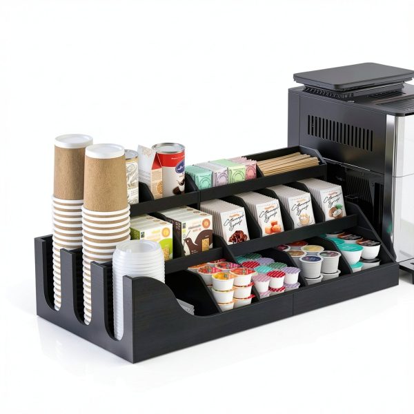 Suli 3 Tier Coffee Pod Organizer Wooden Black-4