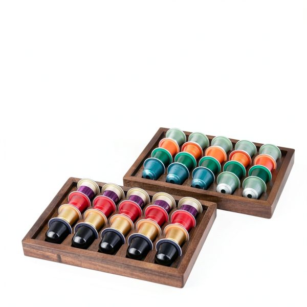 Acacia Wood Coffee Pod Tray ACBORN 2‑Pack Organizer-4