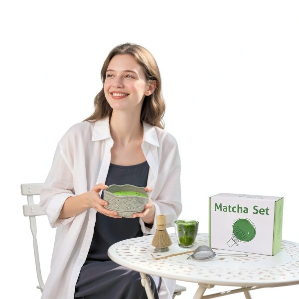 SGDD Matcha Whisk Set Bamboo Whisk Ceramic Bowl Gift-5