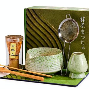 BEWOS Matcha Set Spring Collection Ceramic Bowl Bamboo Whisk-0