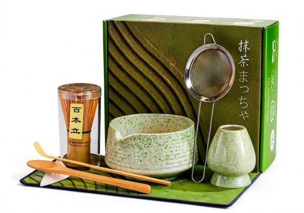 BEWOS Matcha Set Spring Collection Ceramic Bowl Bamboo Whisk-0