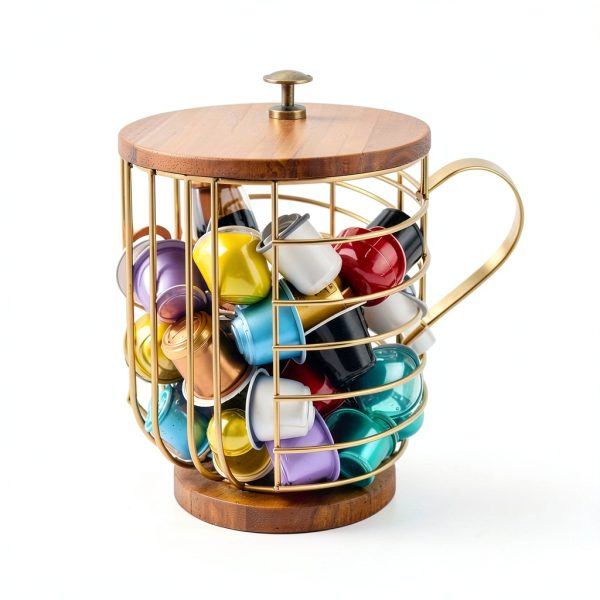 Nespresso Coffee Pod Holder Wood Finish Gold FIVE TWENTY CO.-5