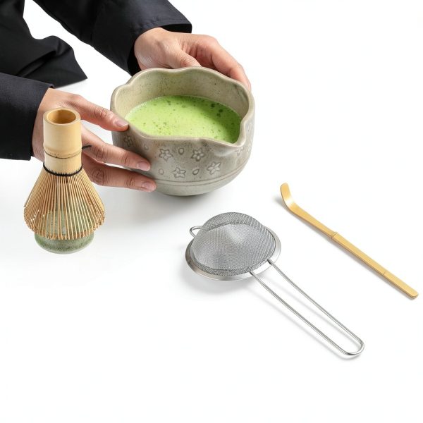 SGDD Matcha Whisk Set Bamboo Whisk Ceramic Bowl Gift-4