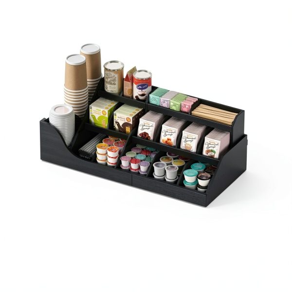 Suli 3 Tier Coffee Pod Organizer Wooden Black-1