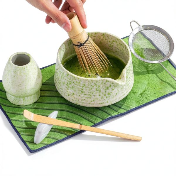 BEWOS Matcha Set Spring Collection Ceramic Bowl Bamboo Whisk-5