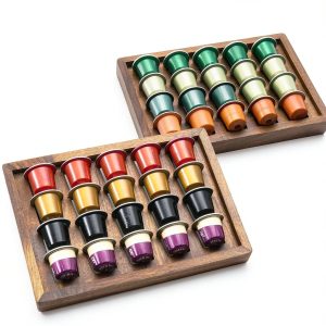 Acacia Wood Coffee Pod Tray ACBORN 2‑Pack Organizer-0