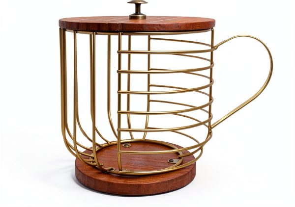 Nespresso Coffee Pod Holder Wood Finish Gold FIVE TWENTY CO.-0