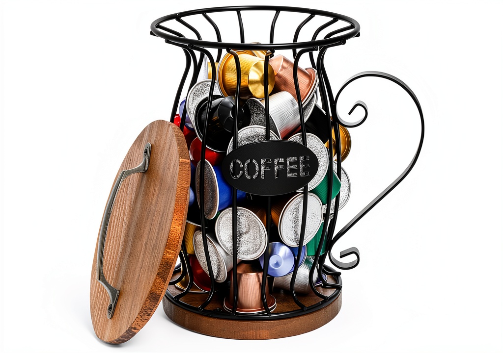 Coffee pod holder on a kitchen countertop