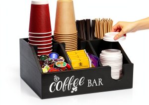 Uipame Coffee Bar Organizer Wood Finish-0