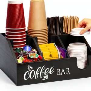Uipame Coffee Bar Organizer Wood Finish-0
