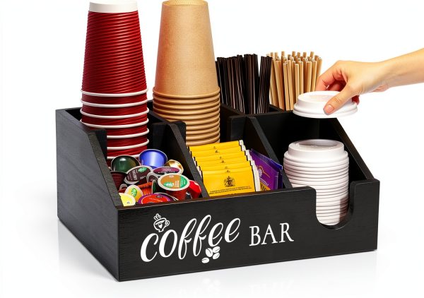 Uipame Coffee Bar Organizer Wood Finish-0