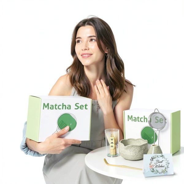 SGDD Matcha Whisk Set Bamboo Whisk Ceramic Bowl Gift-6