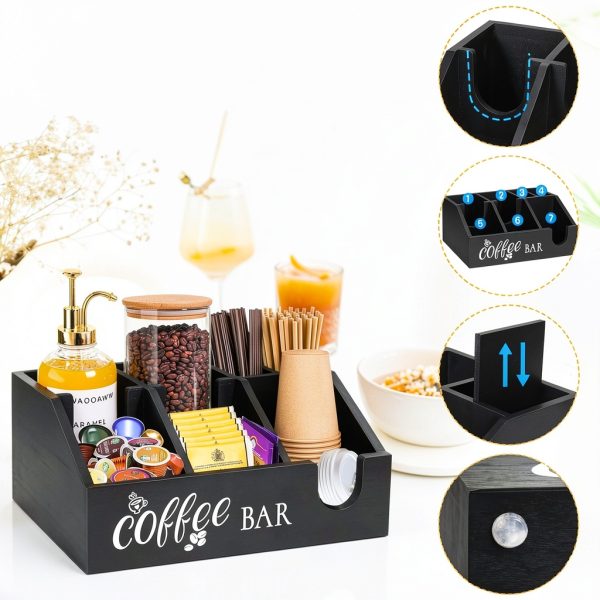 Uipame Coffee Bar Organizer Wood Finish-5