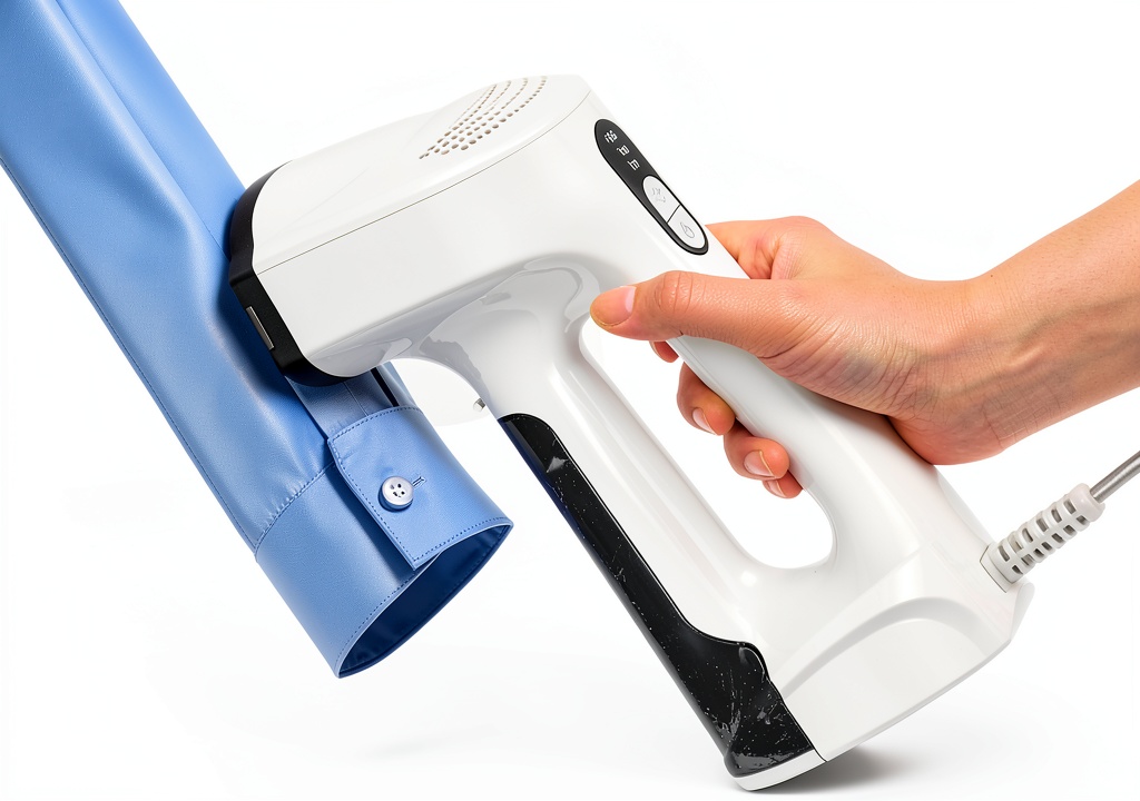Sweepulire Garment Steamer in use on a shirt