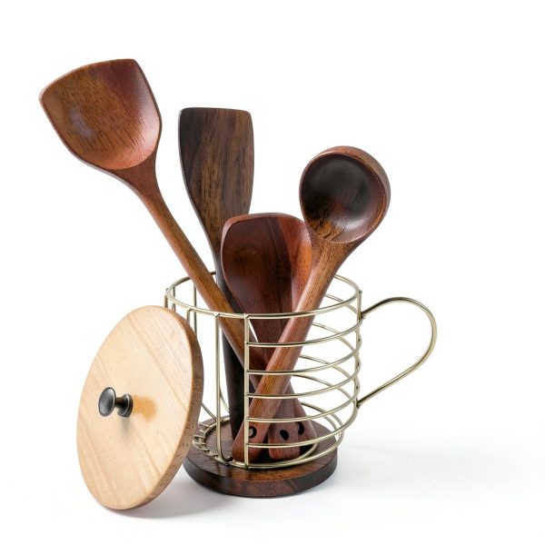 Wooden Coffee Pod Basket MFBJXC Modern Gold Lid-6