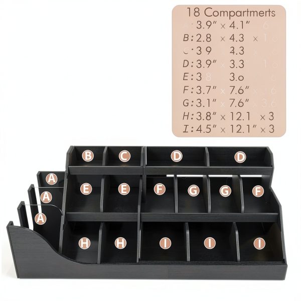 Suli 3 Tier Coffee Pod Organizer Wooden Black-2