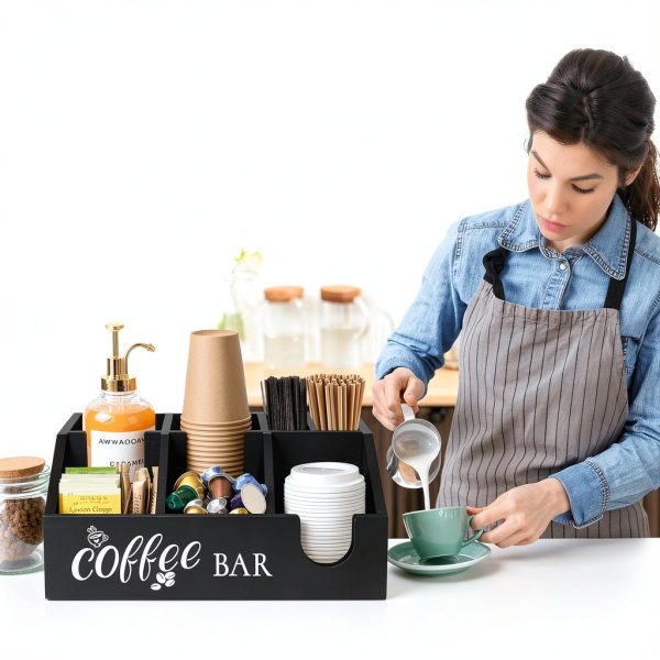 Uipame Coffee Bar Organizer Wood Finish-1