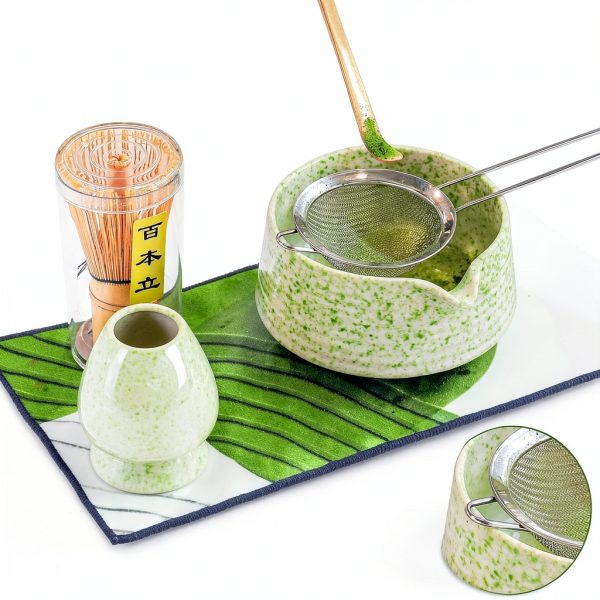 BEWOS Matcha Set Spring Collection Ceramic Bowl Bamboo Whisk-4