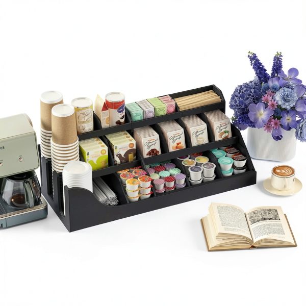 Suli 3 Tier Coffee Pod Organizer Wooden Black-5