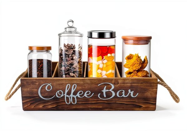 Wooden Coffee Organizer QUALLON Charred Design-5
