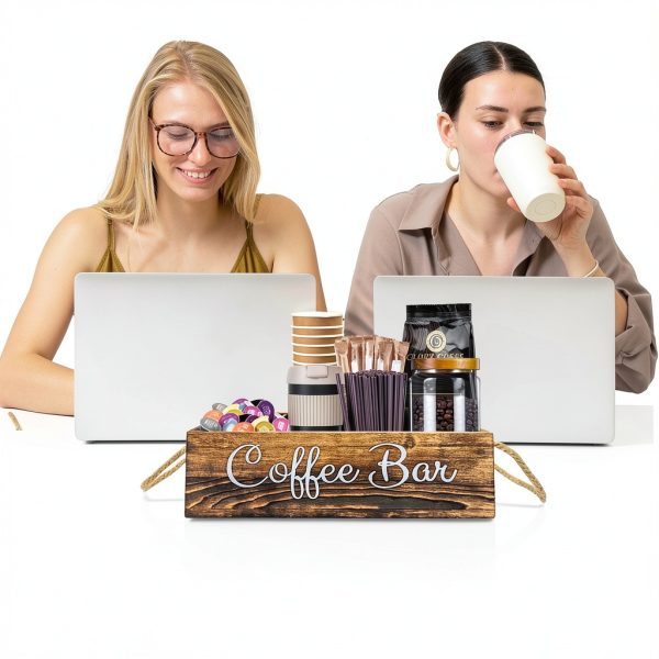 Wooden Coffee Organizer QUALLON Charred Design-4