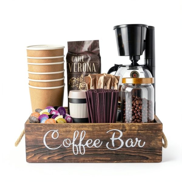 Wooden Coffee Organizer QUALLON Charred Design-2