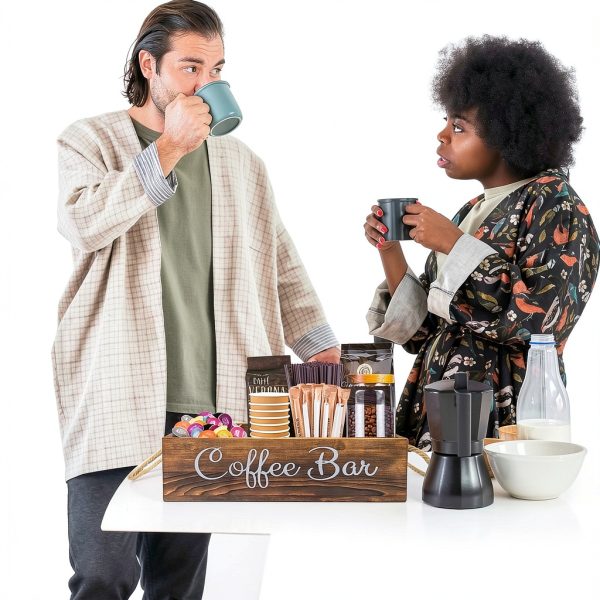 Wooden Coffee Organizer QUALLON Charred Design-6