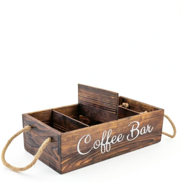 Wooden Coffee Organizer QUALLON Charred Design-1