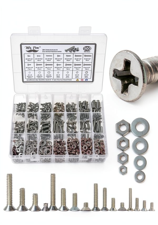 Mr. Pen Nuts and Bolts Kit 900 pcs Stainless Steel Phillips Head-0