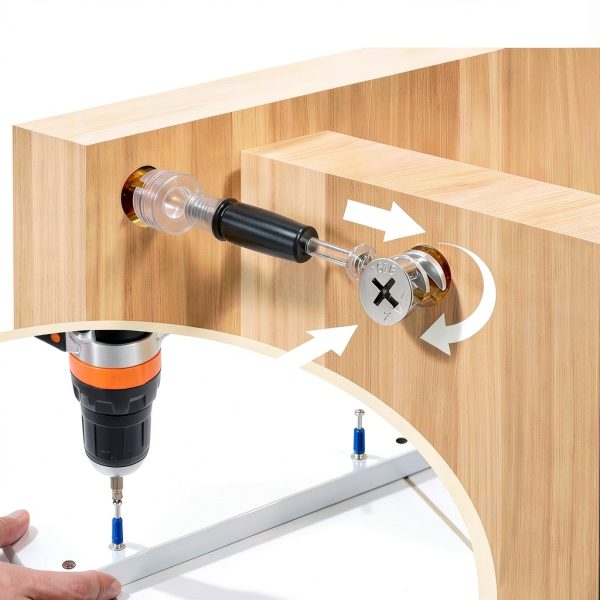 138PCS Cam Locks for Furniture Assortment Kit,3-in-1 Eccentric Hardware Wheels,Furniture Cam Lock Fasteners with Multi-Size Nuts,Bolts,Wood Dowel Pins,Repairing Cabinet,Closet,Drawer-4
