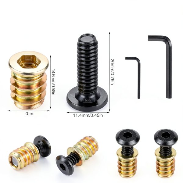 Threaded Inserts 32 Set - Hapric 1/4-20 Hex Furniture Bolts & Nuts-1