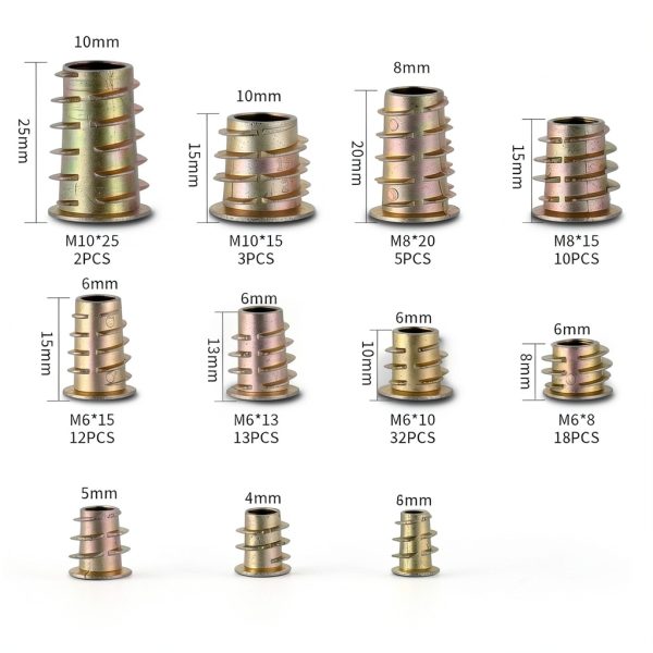 Threaded Inserts Nuts Assortment Kit qiwuhai 230pcs M4-M10 Fasteners-1