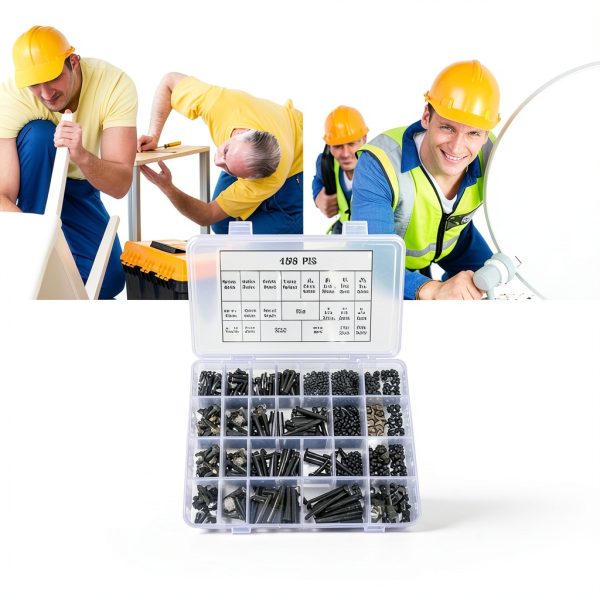 Hex Bolts and Nuts and Washers Assortment Kit, 496 Pcs Metric Hex Head Nuts and Bolts Kit, Stainless Steel Machine Screws Bolts Nuts Flat & Spring Lock Washers Set - M4 M5 M6-6