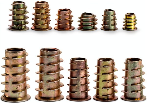165PCS Threaded Inserts Nuts, Wood Insert Assortment Tool Kit, M4/M5/M6/M8 Furniture Screw in Nut Inserts Metric Bolt Fastener Hex Socket Drive for Wood Furniture Assortment-3