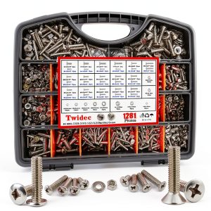Twidec 1281PCS Nuts & Bolts Kit 304 SS Machine Screws Phillips & Flat-0