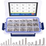 Glarks 510Pcs Metric M3 M4 M5 304 Stainless Steel Flat Head Countersunk Socket Cap Bolts Screws Nuts Assortment Kit, Allen Hex Drive-0