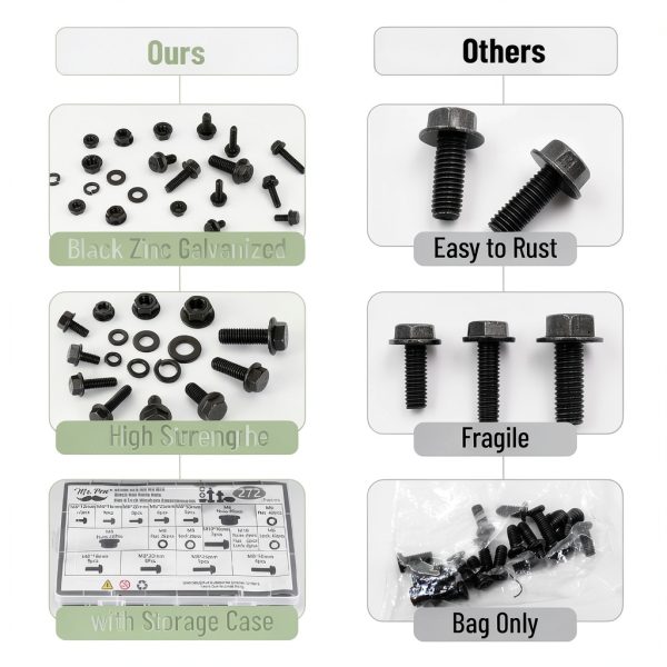 Mr. Pen Nuts and Bolts Assortment Kit 272pcs Black Carbon Steel 10.9-4
