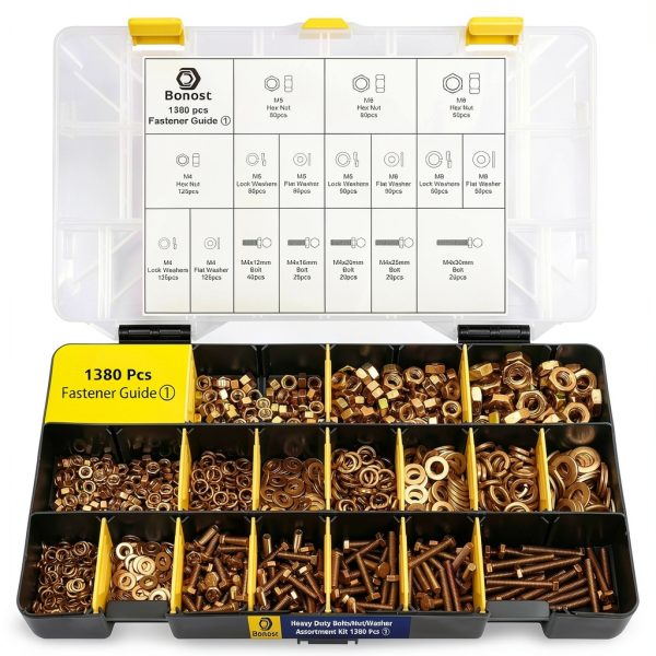 1380pcs Nuts and Bolts Kit Bonost Grade 8.8 Metric M4-M8 Zinc-1