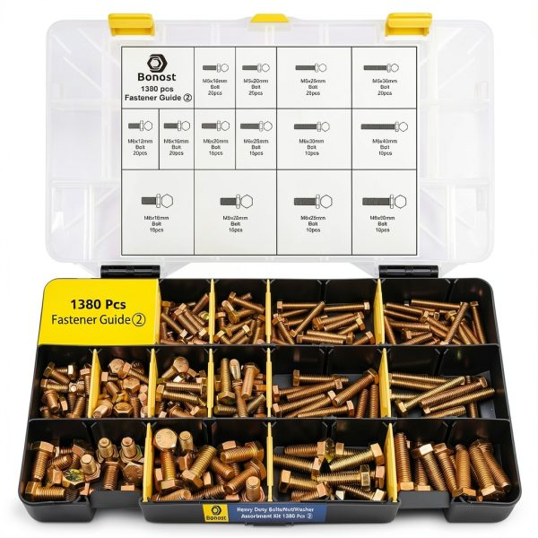 1380pcs Nuts and Bolts Kit Bonost Grade 8.8 Metric M4-M8 Zinc-2