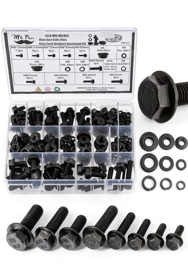Mr. Pen Nuts and Bolts Assortment Kit 272pcs Black Carbon Steel 10.9-0